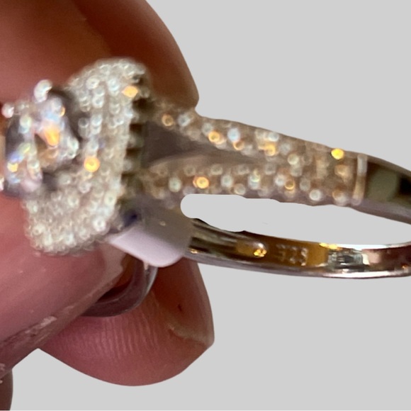 Wedding Set with Sapphire in heavy Pave on this 1ct Engagement Sterling! - Picture 16 of 16